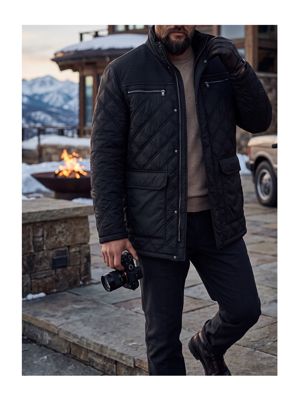 Andrew Marc 𖤗 Fulton Quilted Lightweight Puffer Zip Field Jacket 𖤗 Black 𖤗 L